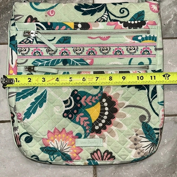 Vera Bradley Iconic Triple Zip Hipster Crossbody Mint Floral Pattern - Picture 14 of 15